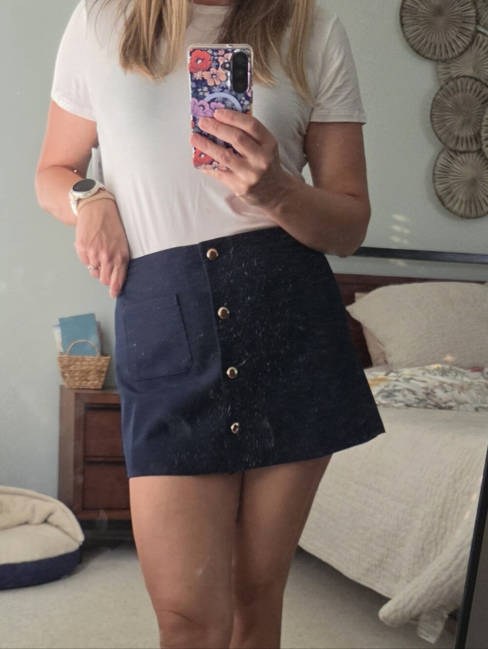 NWT J. Crew Navy Button-Front Skirt with Pockets SIZE 8
